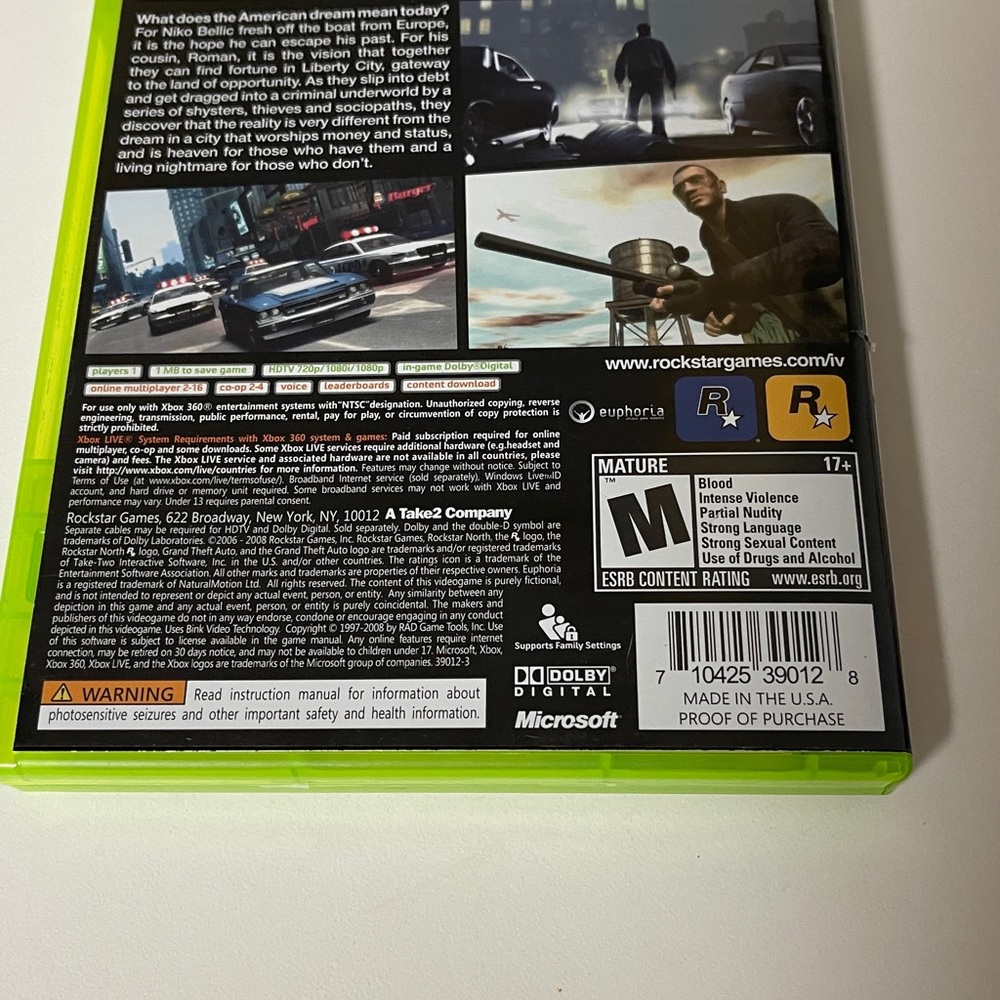 Xbox‎ 360 Grand Theft Auto IV Video Game (Xbox 360, 2008) - Picture 2 of 5